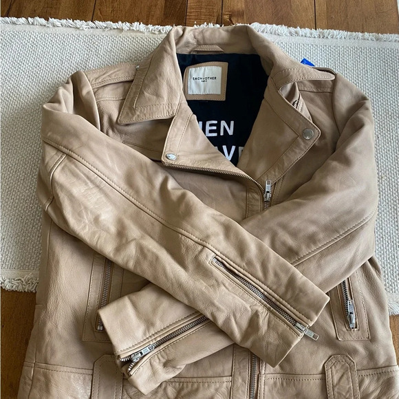 Each X Other Paris Leather Biker Moto Jacket, Light Tan, Size M - Picture 2 of 11